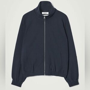 COS Funnel Neck Navy Zip-Up Jacket Sweater